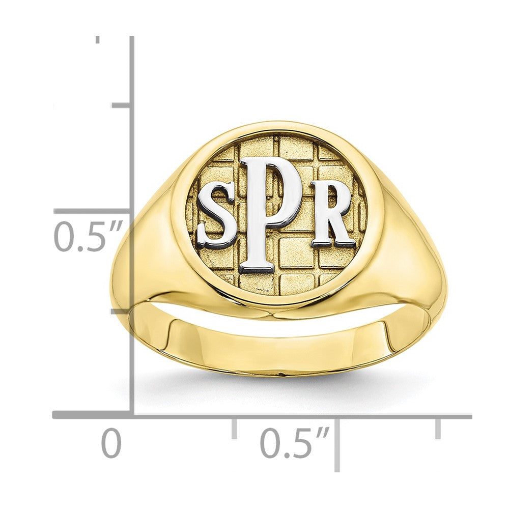 10k Yellow Gold Textured Monogram Signet Ring