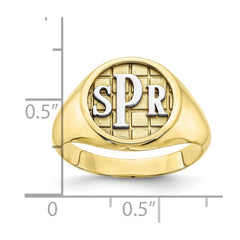 10k Yellow Gold Textured Monogram Signet Ring
