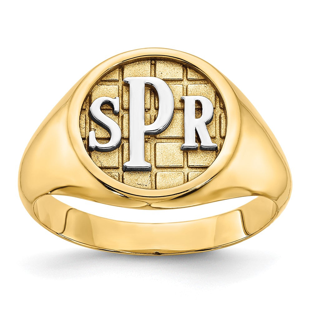 10k Yellow Gold Textured Monogram Signet Ring
