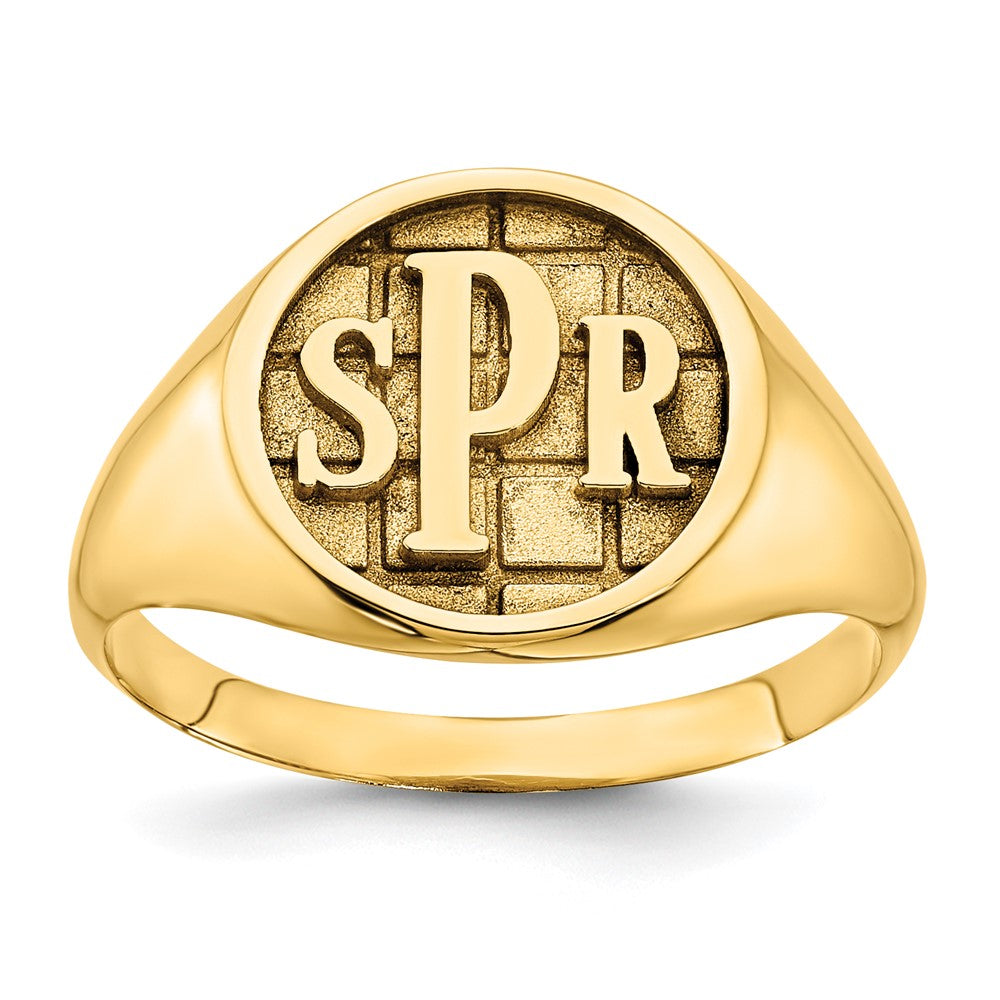 10k Yellow Gold Textured Monogram Signet Ring - 2