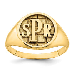 10k Yellow Gold Textured Monogram Signet Ring - 2