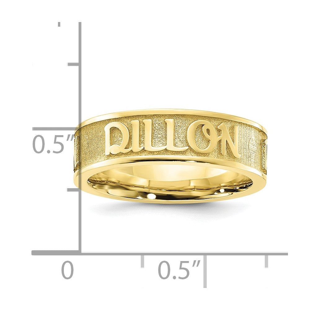 10k Yellow Gold Polished and Sandblasted Name Ring