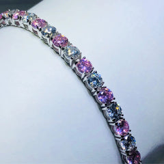 LIV platinum over sterling silver pink & white sapphire tennis bracelet