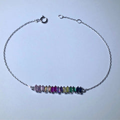 LIV platinum over sterling silver with lab created rainbow sapphires 7” Length
