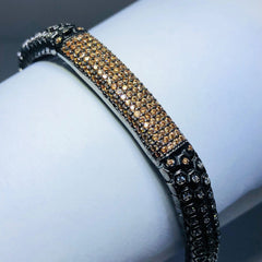 LIV 18k black gold over sterling silver yellow citrine pave bar tennis bracelet