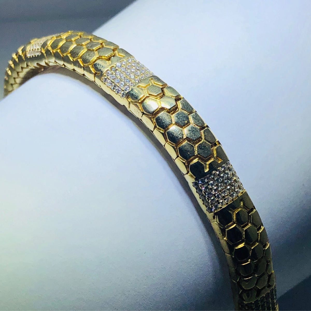 LIV 18k yellow gold over sterling silver white sapphire snake design tennis bracelet