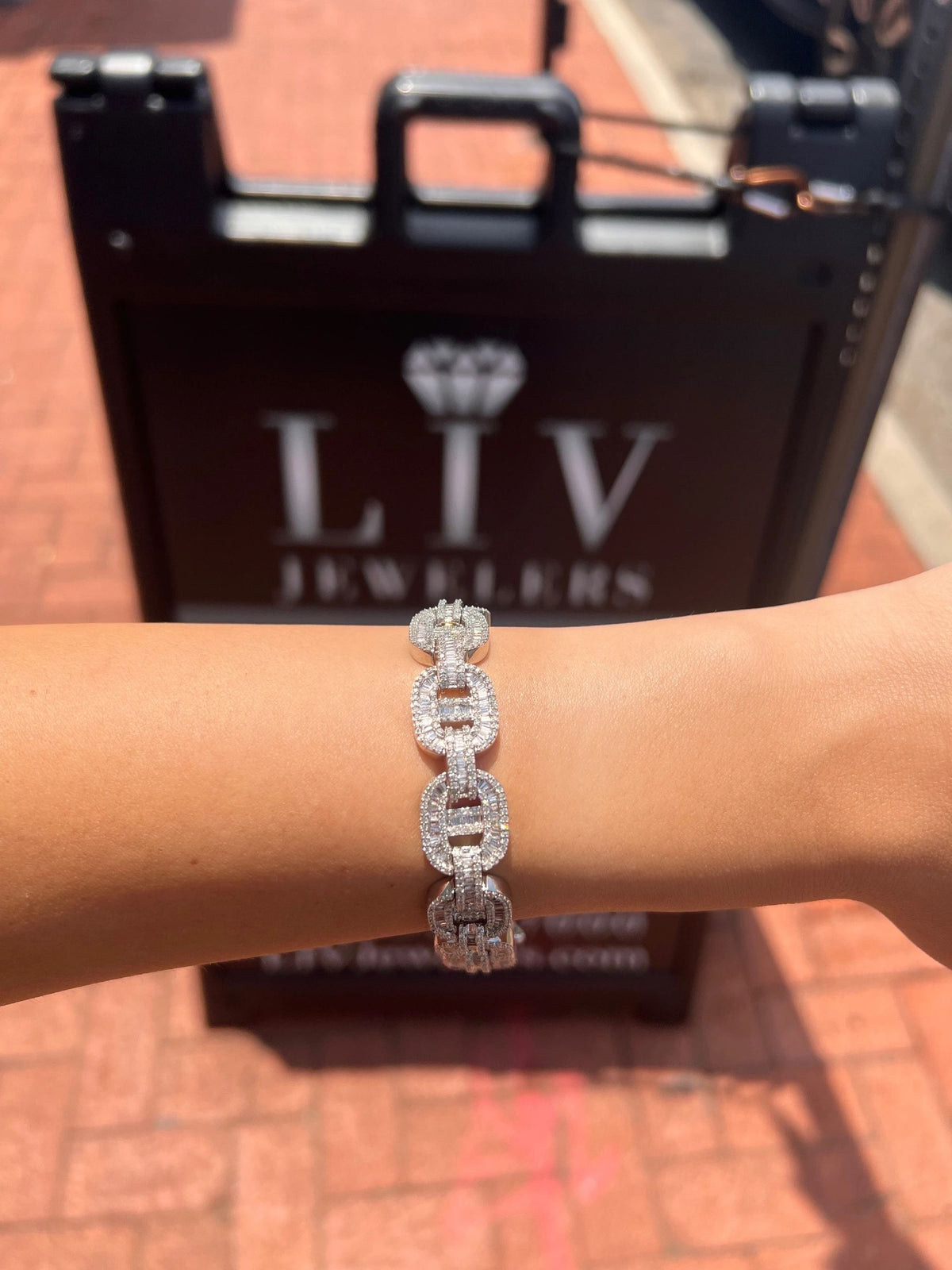 LIV "Mia" Baguette Wide Link Bracelet
