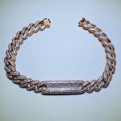 LIV 18k rose gold over sterling silver pave bar link bracelet