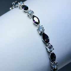 LIV platinum over sterling silver mystic topaz tennis bracelet