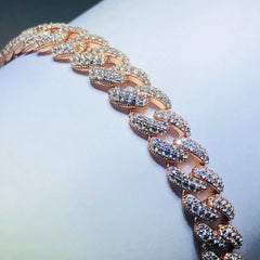 LIV 18k rose gold over sterling silver pave white sapphire cuban link tennis bracelet