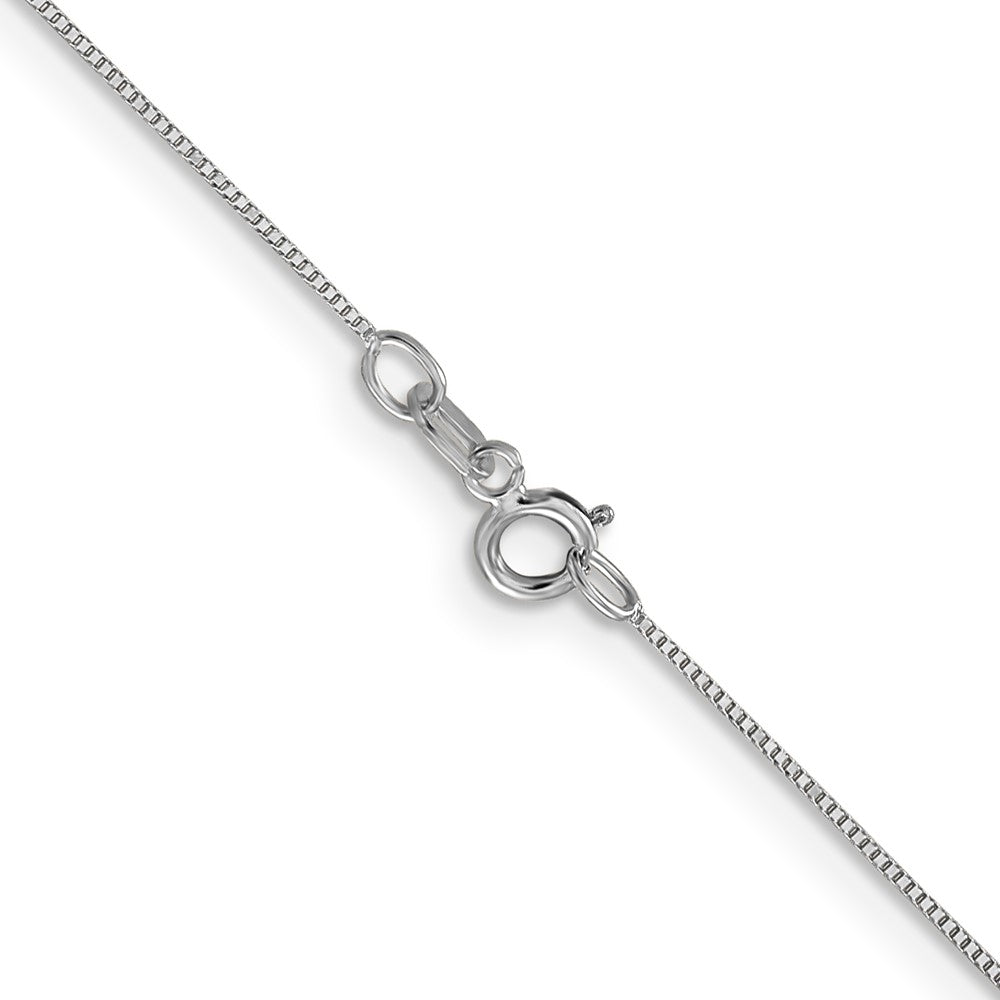 14K White Gold 20 inch Carded .5mm Box Link with Spring Ring Clasp Chain