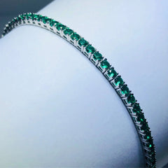 LIV platinum over sterling silver green sapphire round cut bracelet bracelet