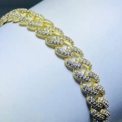 LIV 18k yellow gold over sterling silver pave white sapphire cuban link tennis bracelet