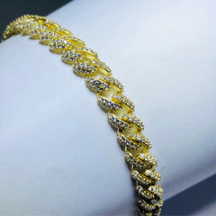 LIV 18k yellow gold over sterling silver white sapphire pave link tennis bracelet
