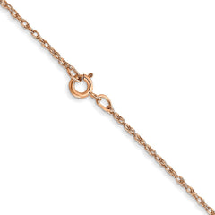 14K Rose Gold 24 inch Carded .7mm Cable Rope with Spring Ring Clasp Chain