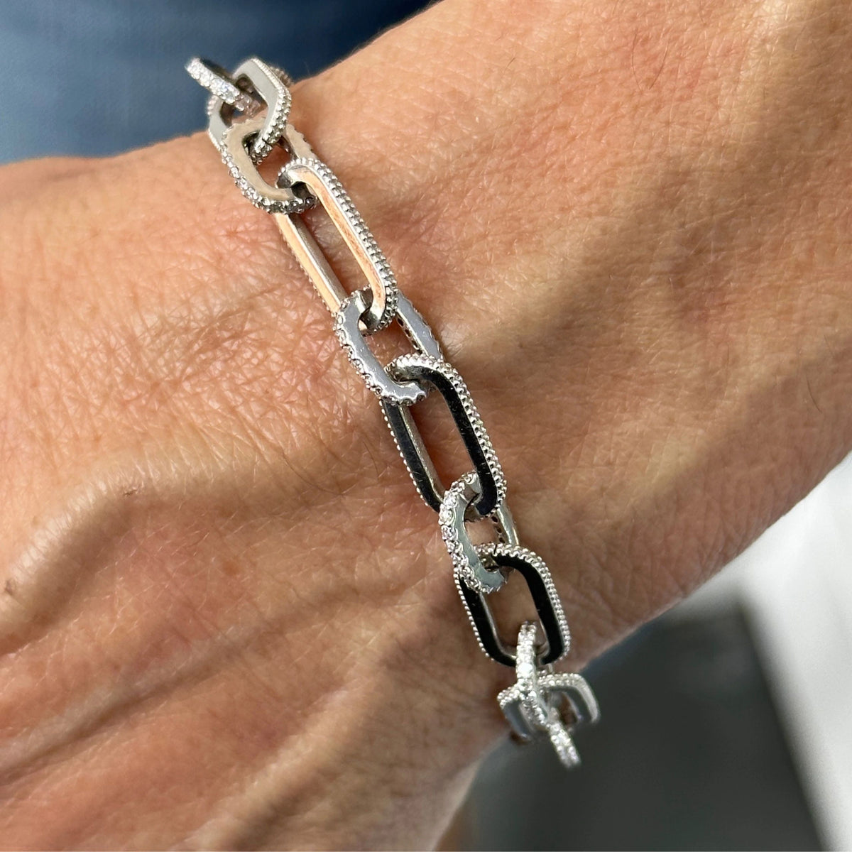 LIV “Ellie” diamond paper link bracelet