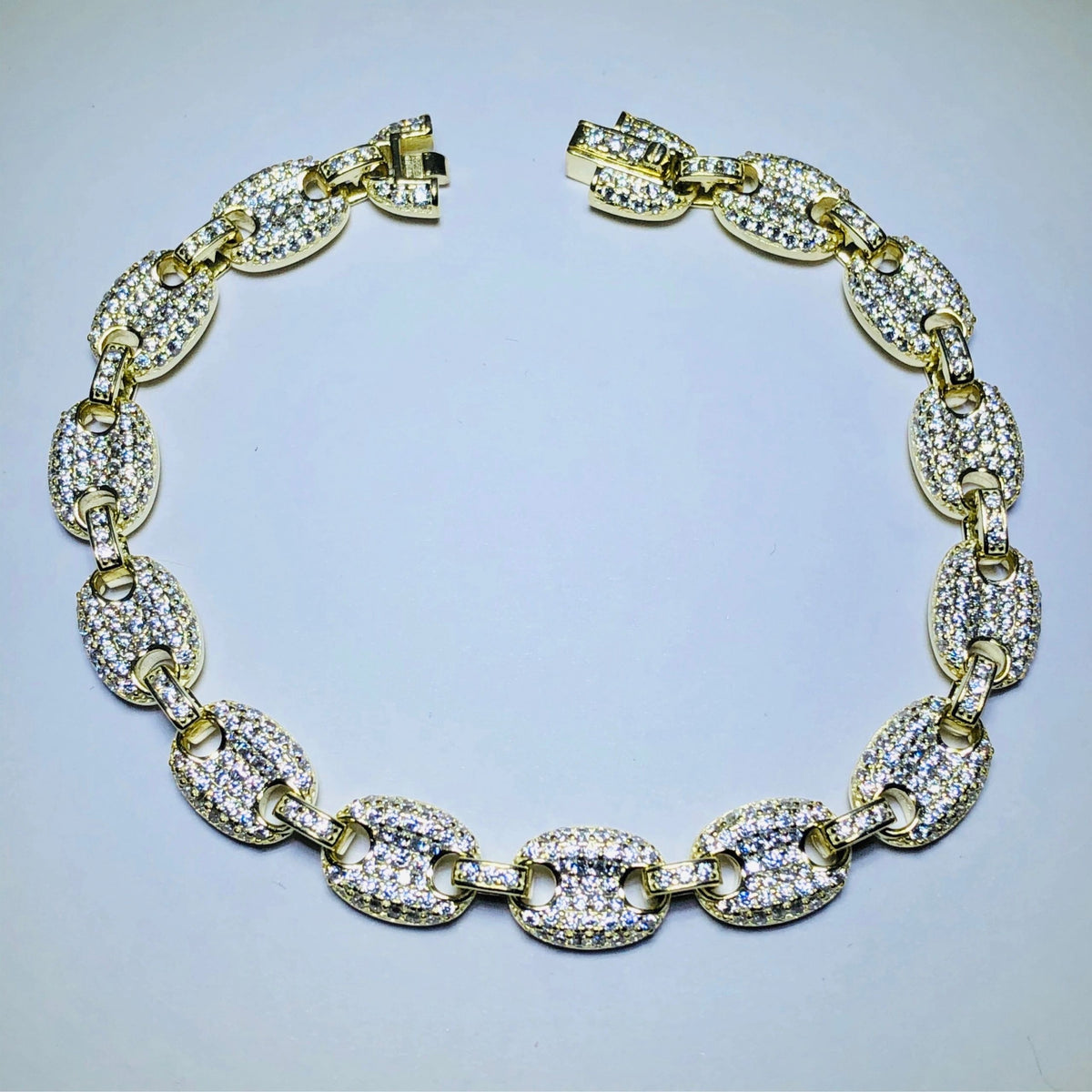 LIV 18k yellow gold over sterling silver pave gucci link bracelet