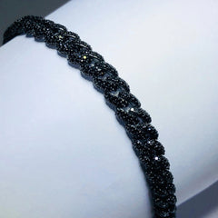 LIV 18k black gold over sterling silver black sapphire pave link tennis bracelet