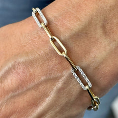 LIV “Zoey” 3 diamond link paper link bracelet
