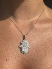 LIV "Jason" Two Tone Hamsa Hand Diamond Necklace