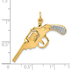 14k and Rhodium Moveable Revolver Charm