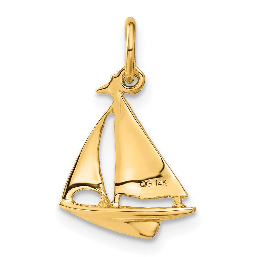 14K  3D Sailboat Charm