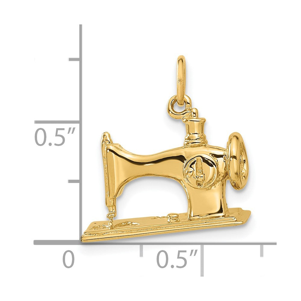 14K  3D Antique Sewing Machine Charm