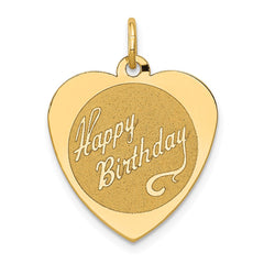 14k HAPPY BIRTHDAY Heart Disc Charm