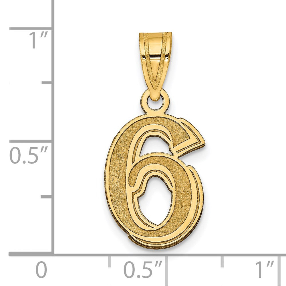 14k Polished Etched Number 6 Pendant