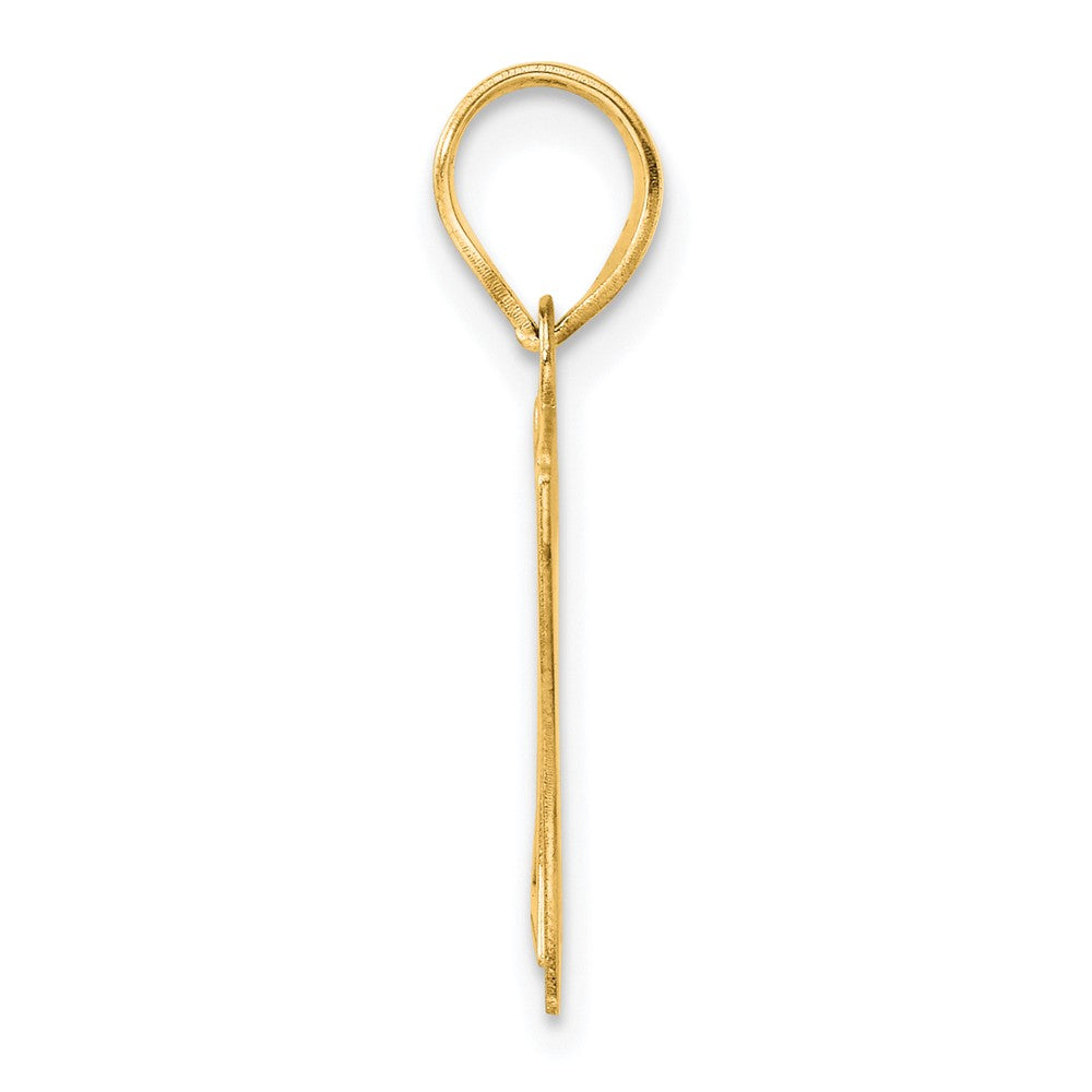 14k Polished Etched Number 17 Pendant