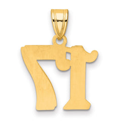14k Polished Etched Number 17 Pendant