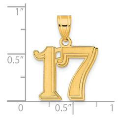 14k Polished Etched Number 17 Pendant