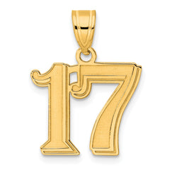 14k Polished Etched Number 17 Pendant