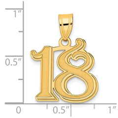 14k Polished Etched Number 18 Pendant