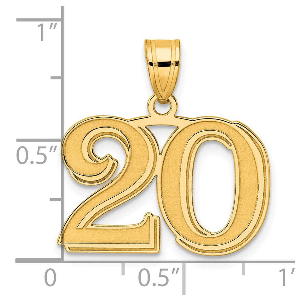 14k Polished Etched Number 20 Pendant