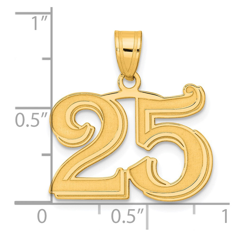 14k Polished Etched Number 25 Pendant