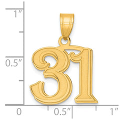 14k Polished Etched Number 31 Pendant