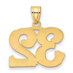 14k Polished Etched Number 32 Pendant