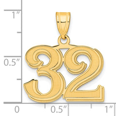 14k Polished Etched Number 32 Pendant