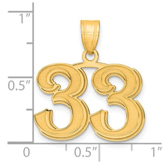 14k Polished Etched Number 33 Pendant