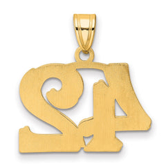 14k Polished Etched Number 42 Pendant