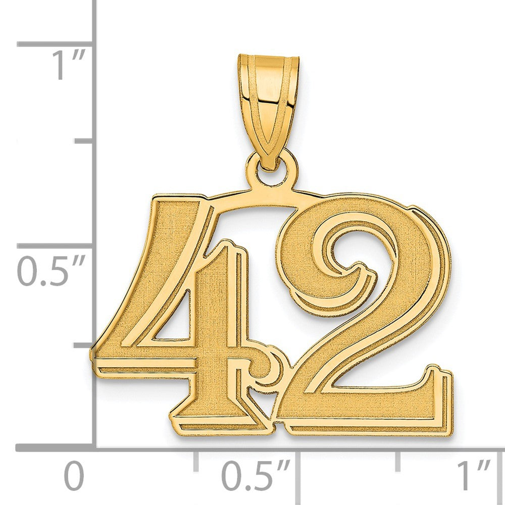 14k Polished Etched Number 42 Pendant