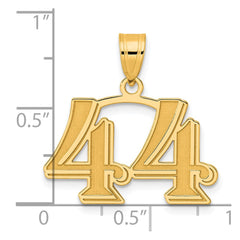 14k Polished Etched Number 44 Pendant