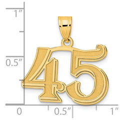14k Polished Etched Number 45 Pendant