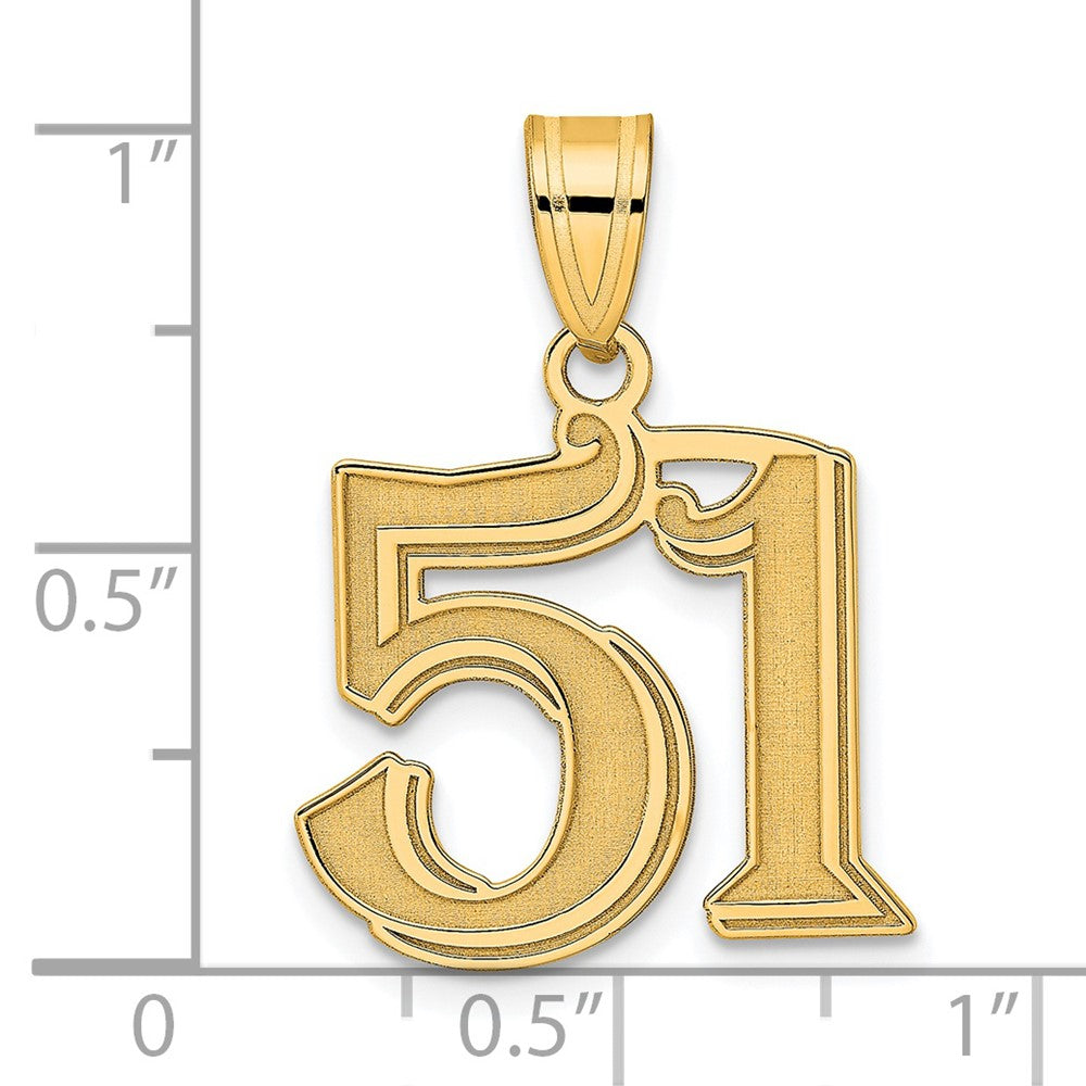 14k Polished Etched Number 51 Pendant