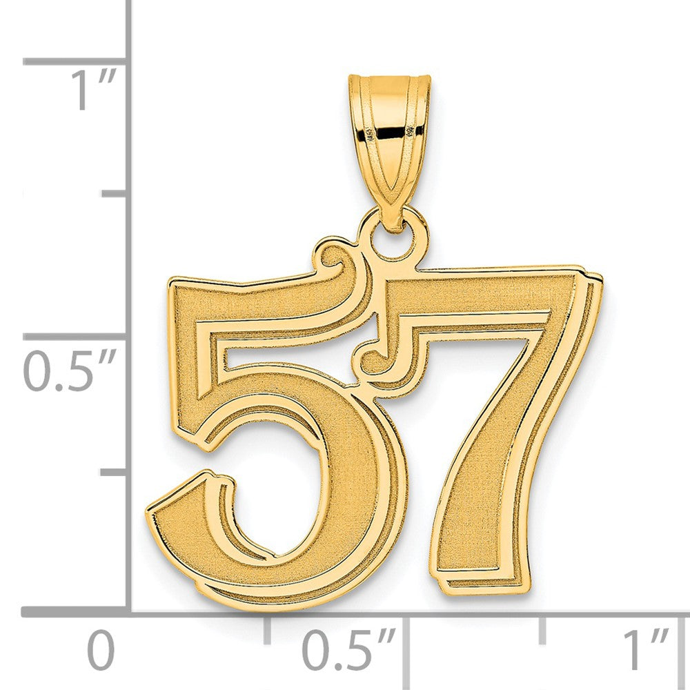 14k Polished Etched Number 57 Pendant