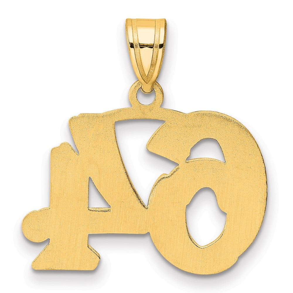 14k Polished Etched Number 64 Pendant