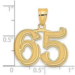 14k Polished Etched Number 65 Pendant