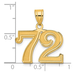 14k Polished Etched Number 72 Pendant