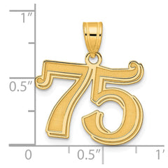 14k Polished Etched Number 75 Pendant